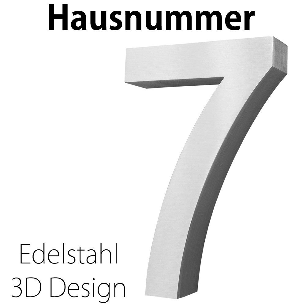 V2Aox Hausnummer Edelstahl Hausnummer 20 cm Hausnummernschild Hausnummer 7 Schild 3D