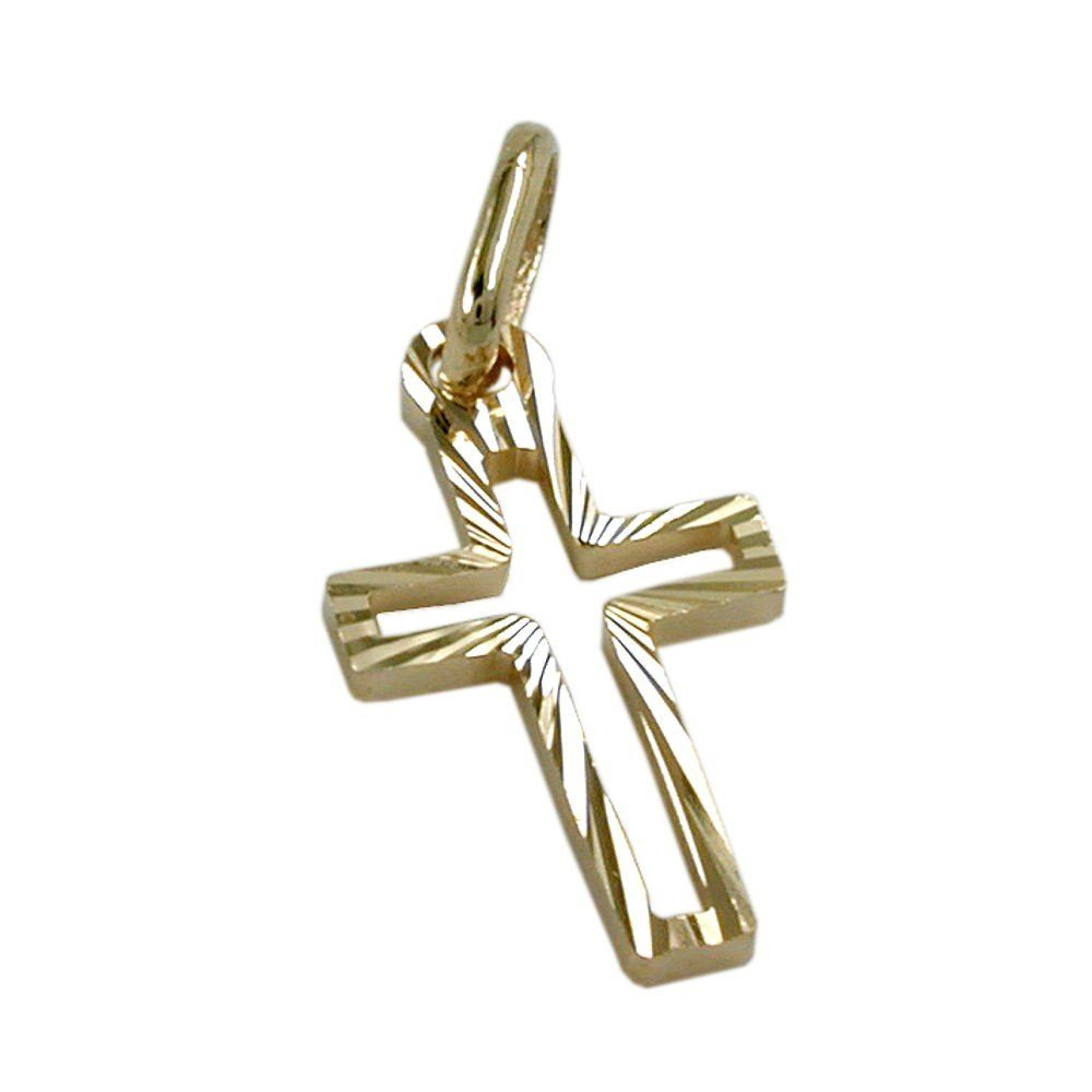 diamantiert für Kreuzanhänger Gold Damen Kettenanhänger und Anhänger Herren Schmuckbox, 16 14 mm unbespielt inklusive Karat Kreuz 9 Goldschmuck x