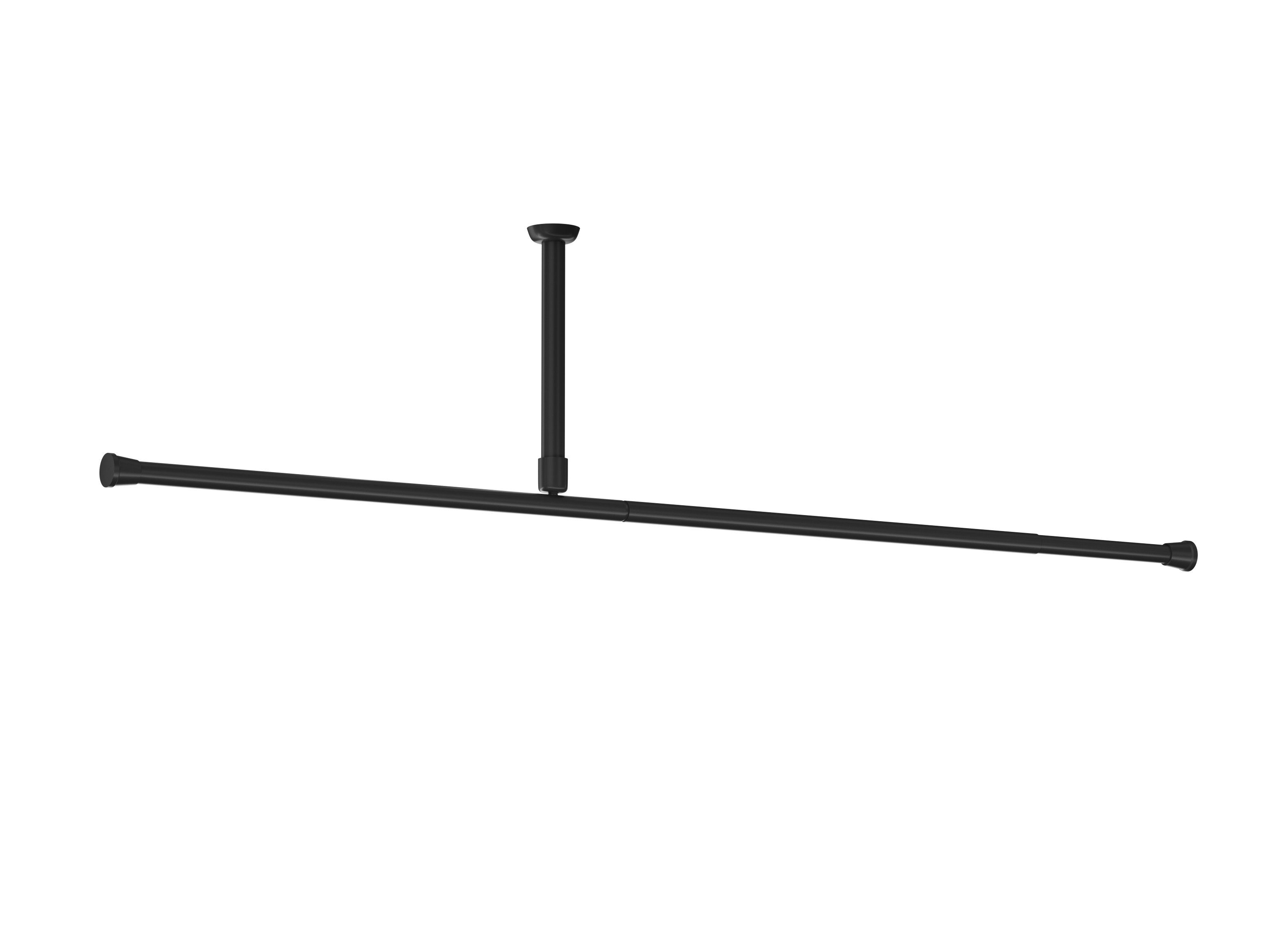 KS Handel 24 Duschvorhangstange Alu Gardinenstange 4 m Schwarz 250-400cm inkl. Deckenhalterung