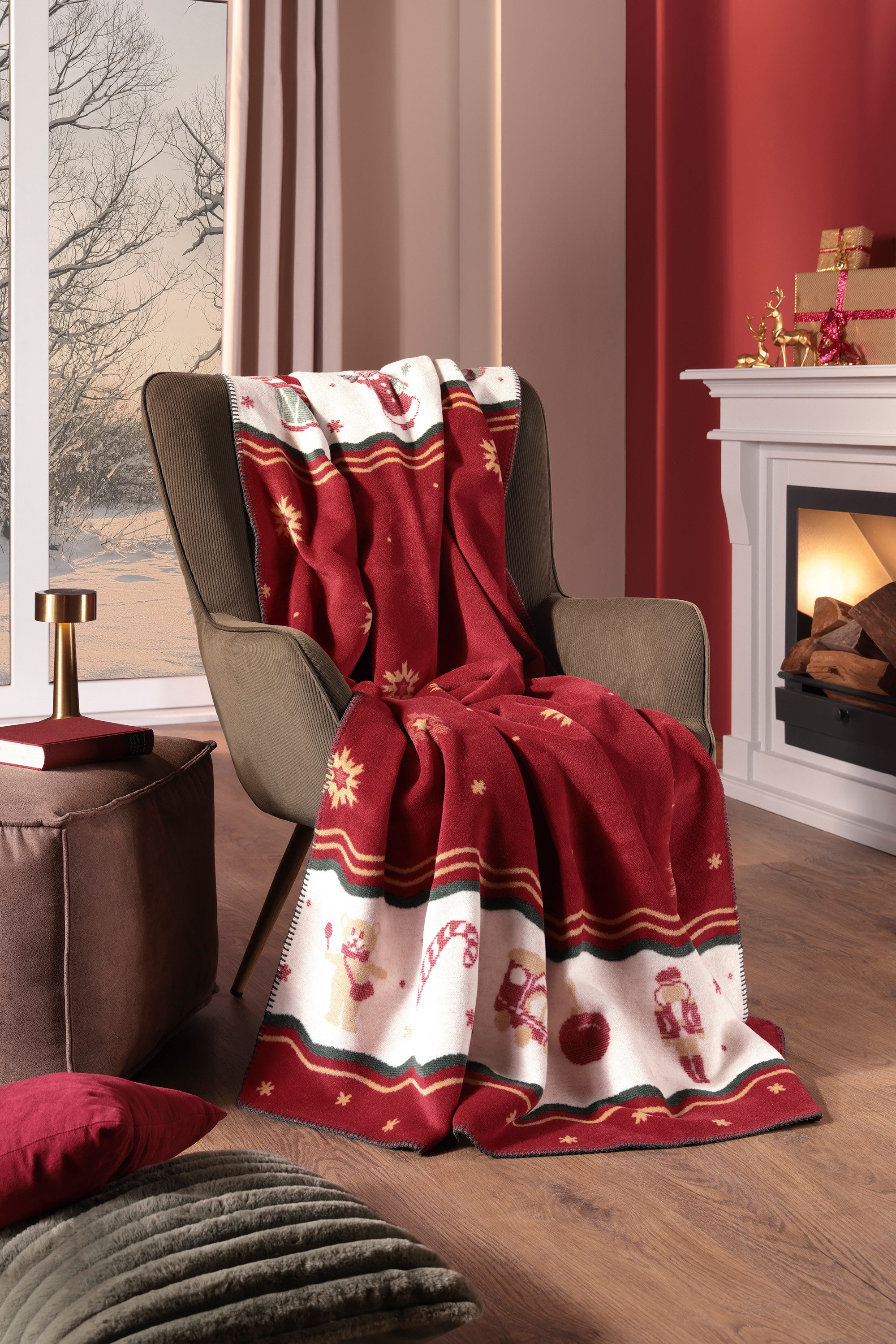 Wohndecke Toy's Delight Ruby mit weihnachtlichen Motiven, Weihanchtsdecke in, Villeroy & Boch, Made in Germany