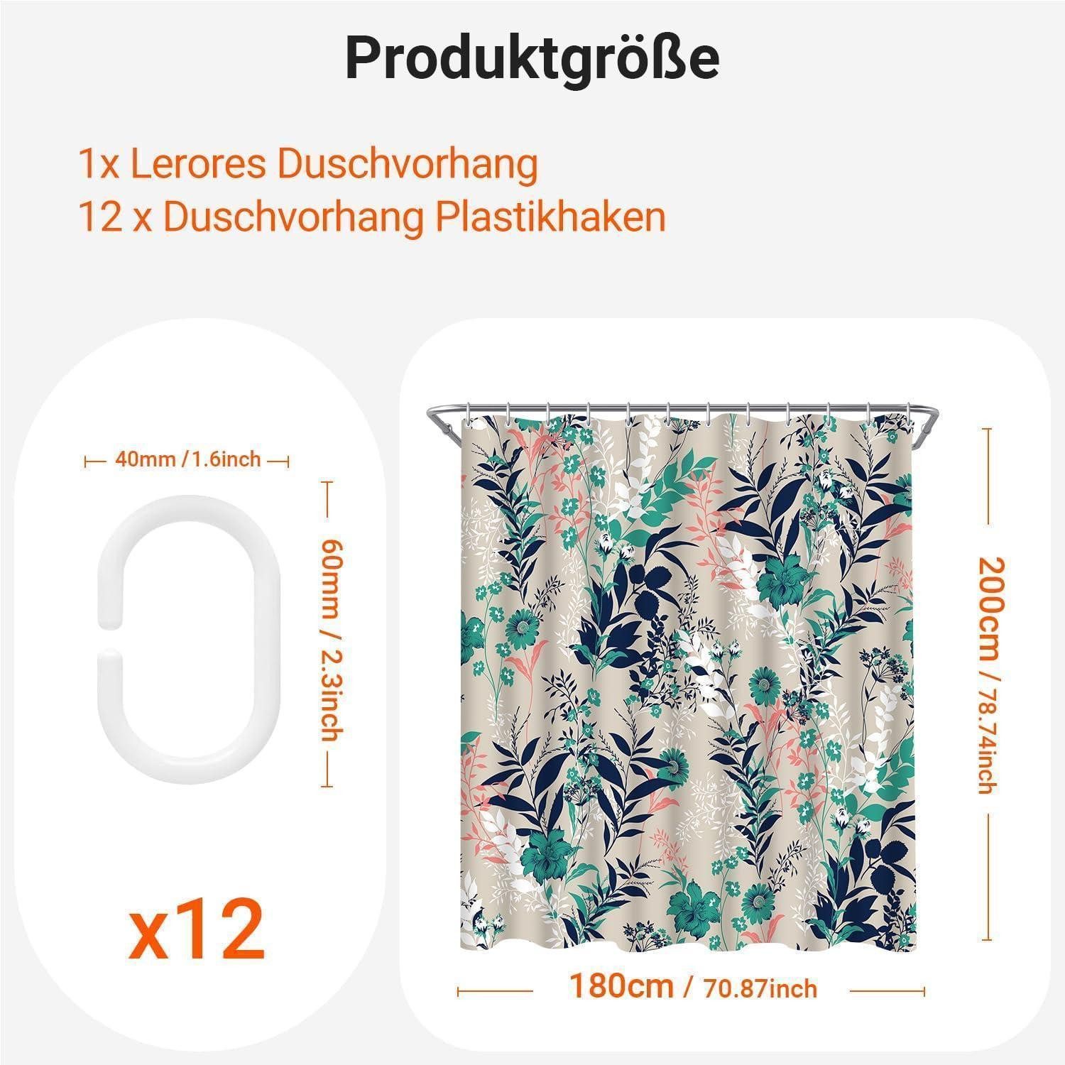 LuxusKollektion Duschvorhang Duschvorhang 180x200 Blaue Grasblume H200 x B180 cm (1er Pack)