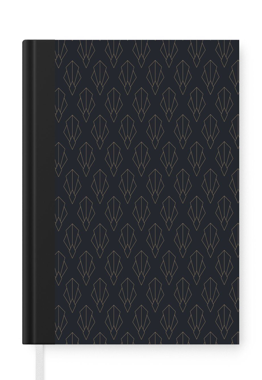 MuchoWow Notizbuch Art deco - Tagebuch, Merkzettel, - Schwarz, Muster Haushaltsbuch 98 Seiten, Luxus Journal, - Notizheft, A5