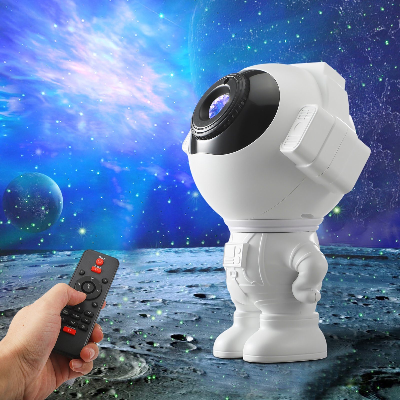 FUROKOY Bluetooth, Ambient Nachttischlampe USB Yun Light, Fernbedienung, Xiang Night Light mit RGB Astronaut mit Projektionslampe Astronaut Starry Projection