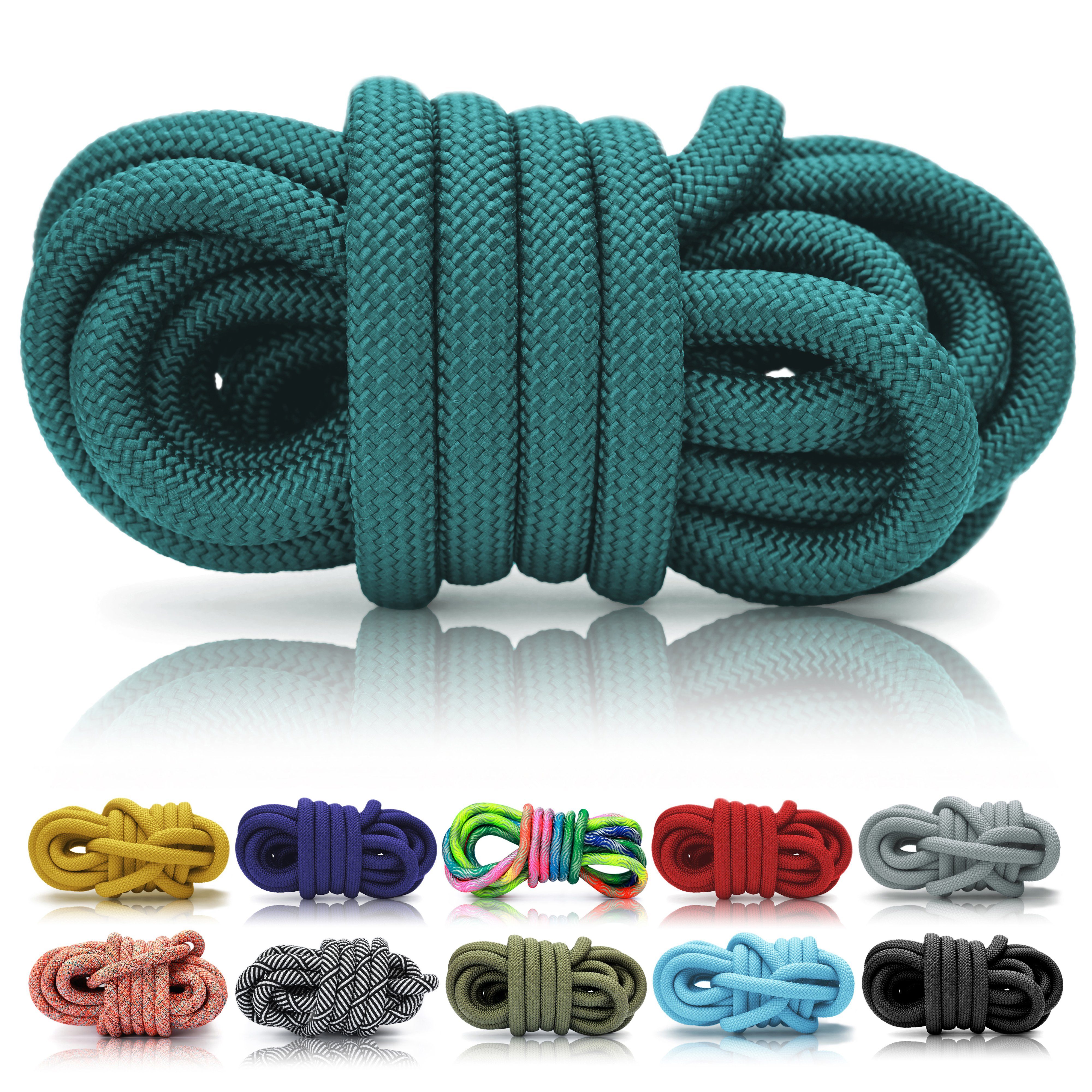 Ganzoo PPM Seil 20 Meter, Tauseil, Hunde-Leine, Halsband, Takeln, 10mm,Petrol Reepschnur