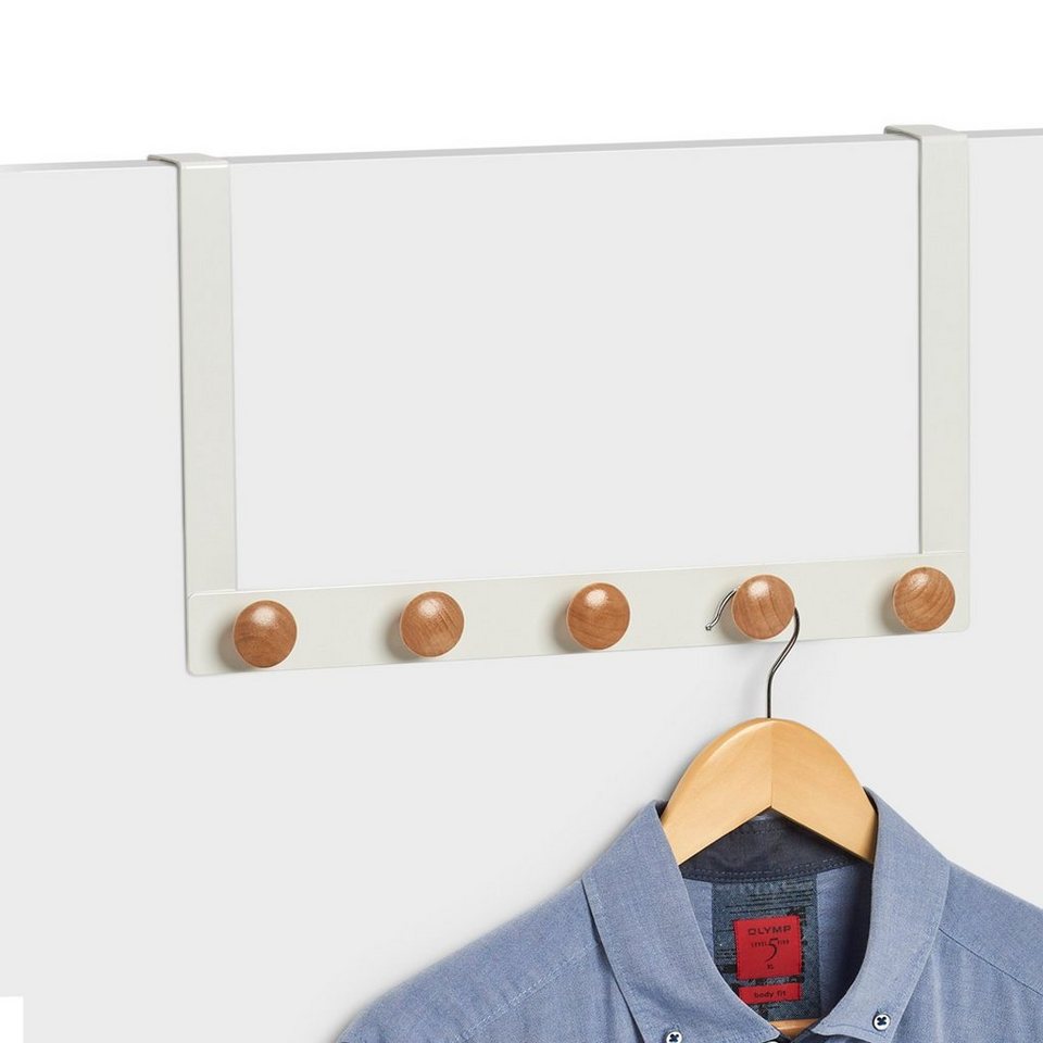 Zeller Present Türhaken, Scandi Look, mit 5 Haken, weiße Türhängeleiste zum  platzsparenden Anbringen von Kleidung