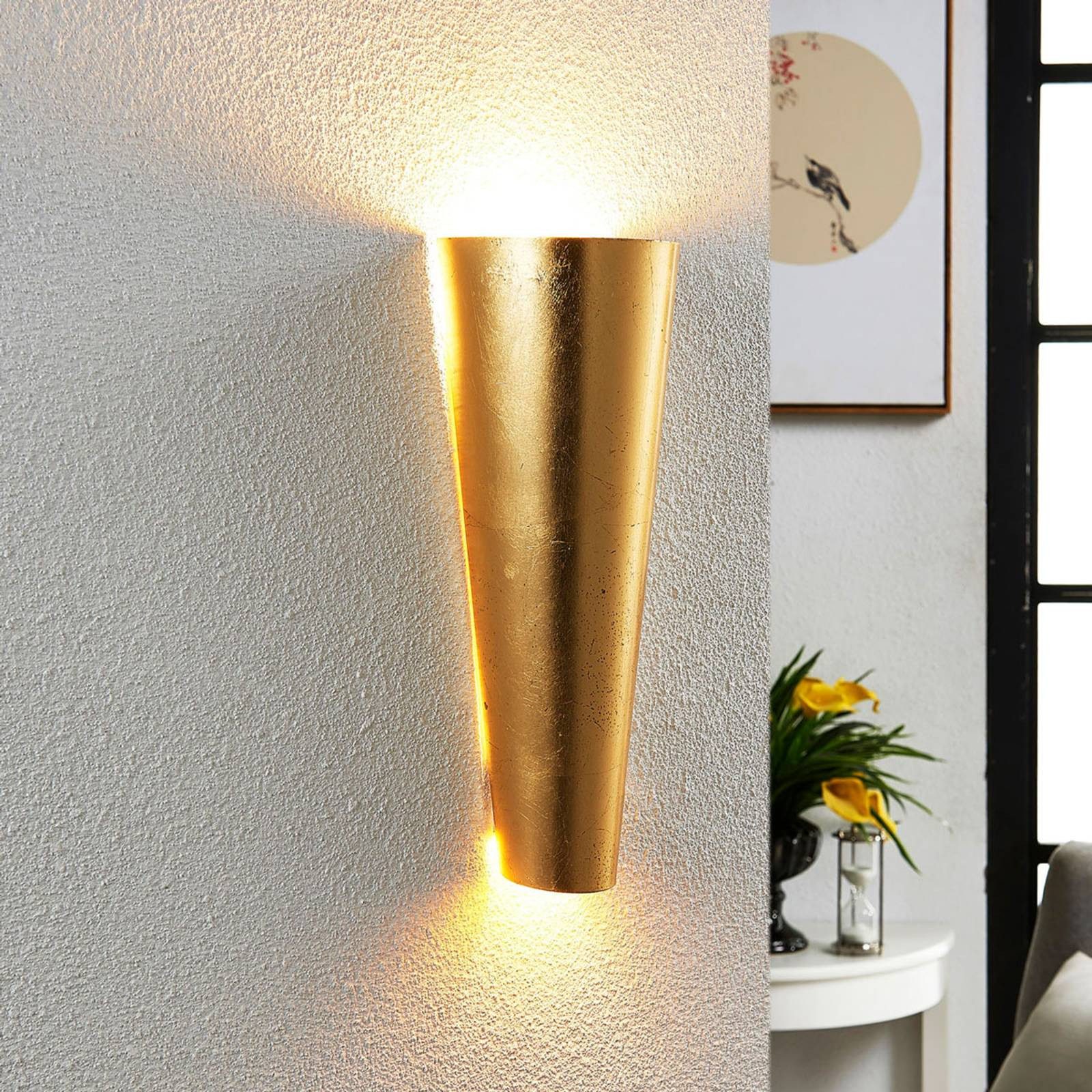 Lindby Wandleuchte Conan, Metall, Gold / Messing IP20, 2 x 3 W LED günstig online kaufen