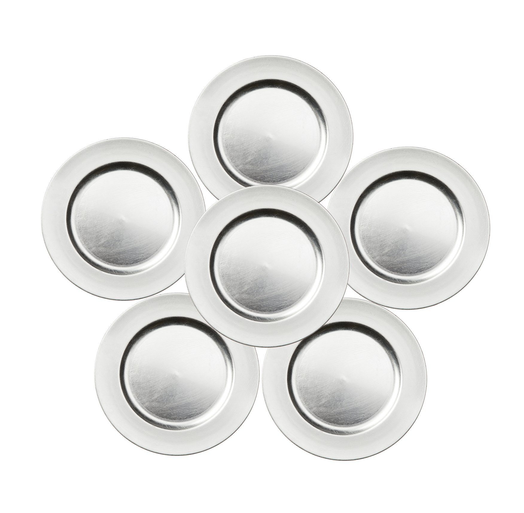 Kupferteller Platzteller Silberfarben Dekoteller (6-tlg) Geschirr-Set Stück BigDean Kunststoff 6