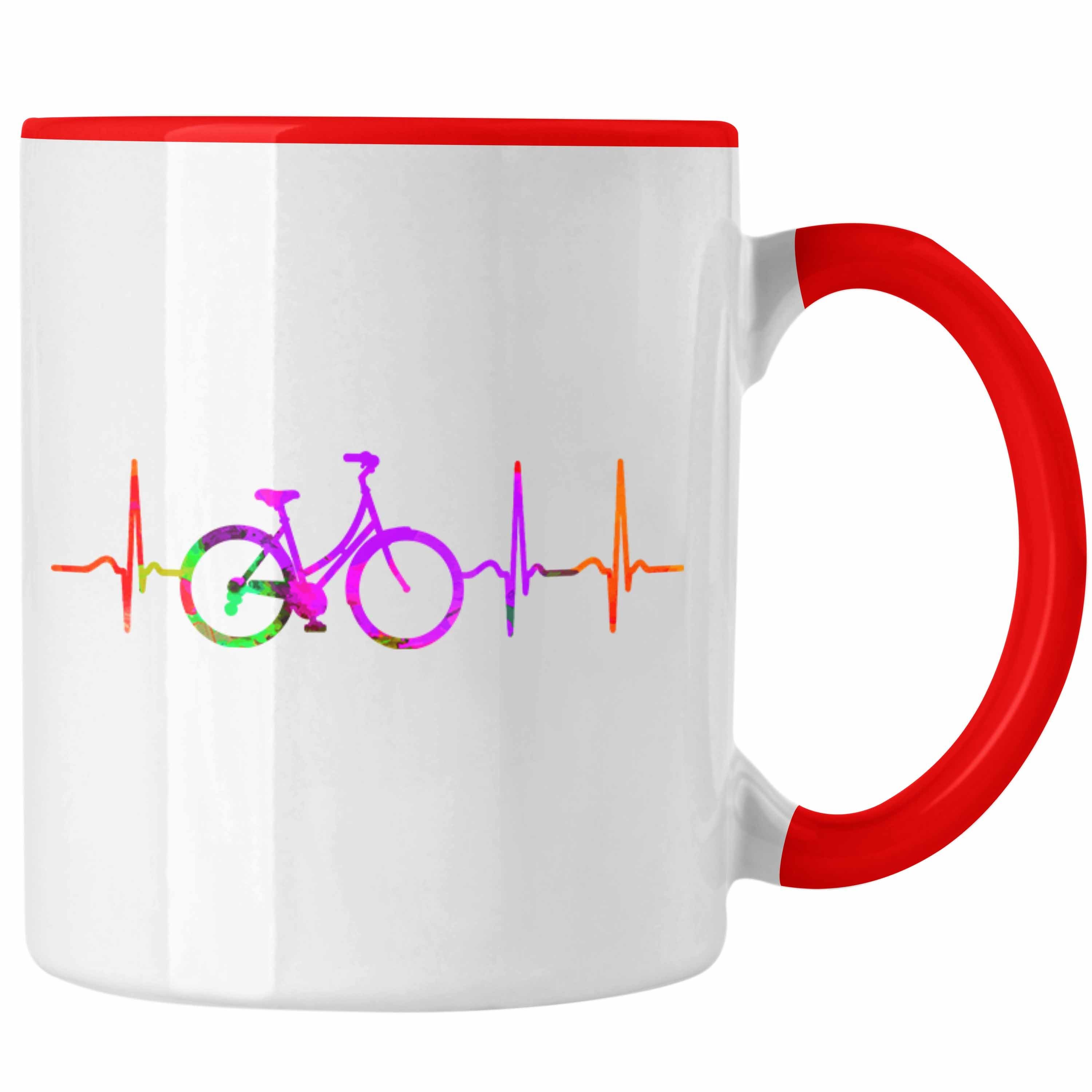 Trendation Tasse Tasse Fahrradfahrer Herzschlag Grafik Geschenk für Radfahrer Rot