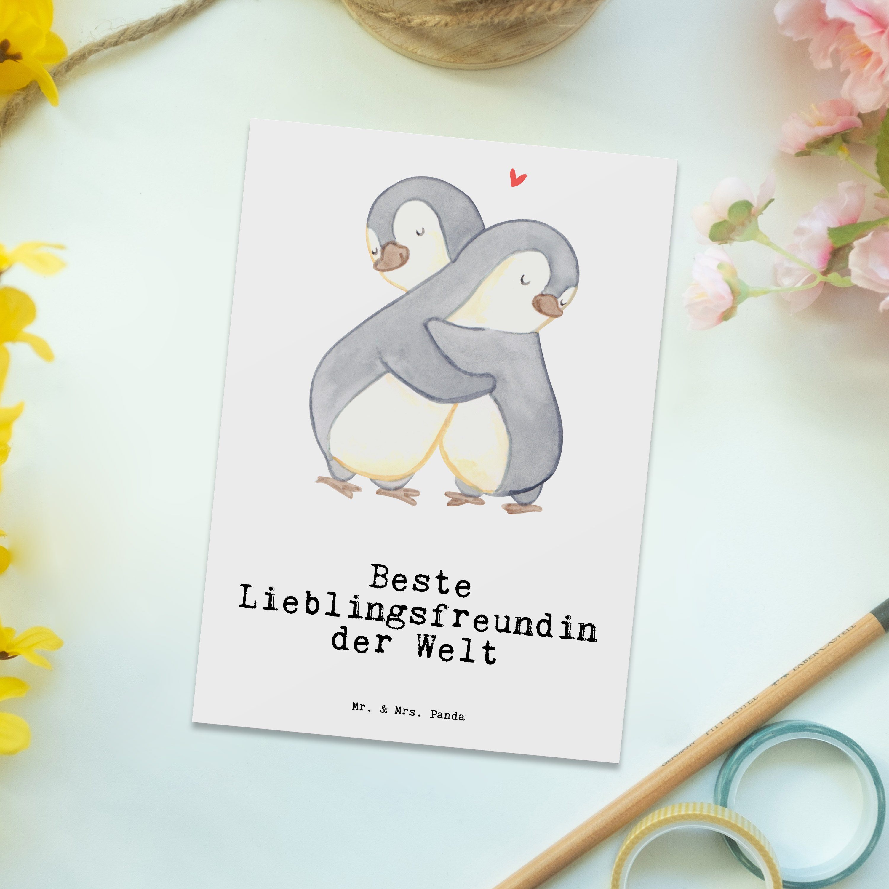Mr. & Mrs. Panda Postkarte der Geschenk, - Weiß Welt Pinguin Lieblingsfreundin - Geschenkk Beste