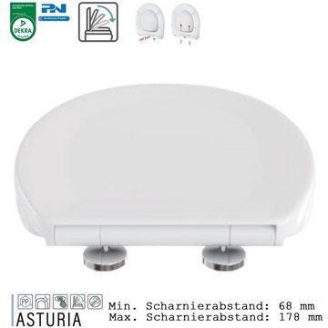 Top-Innovativ WC-Sitz ASTURIA015 MVC WC BRILLE WC SITZ KLOBRILLE DECKEL QUICK-RELEASE (abnehmbar, Scharnierabstand: 68-178 mm Form – Oval), Dekra zertifiziert Langsames Absenken Farbe Weiß