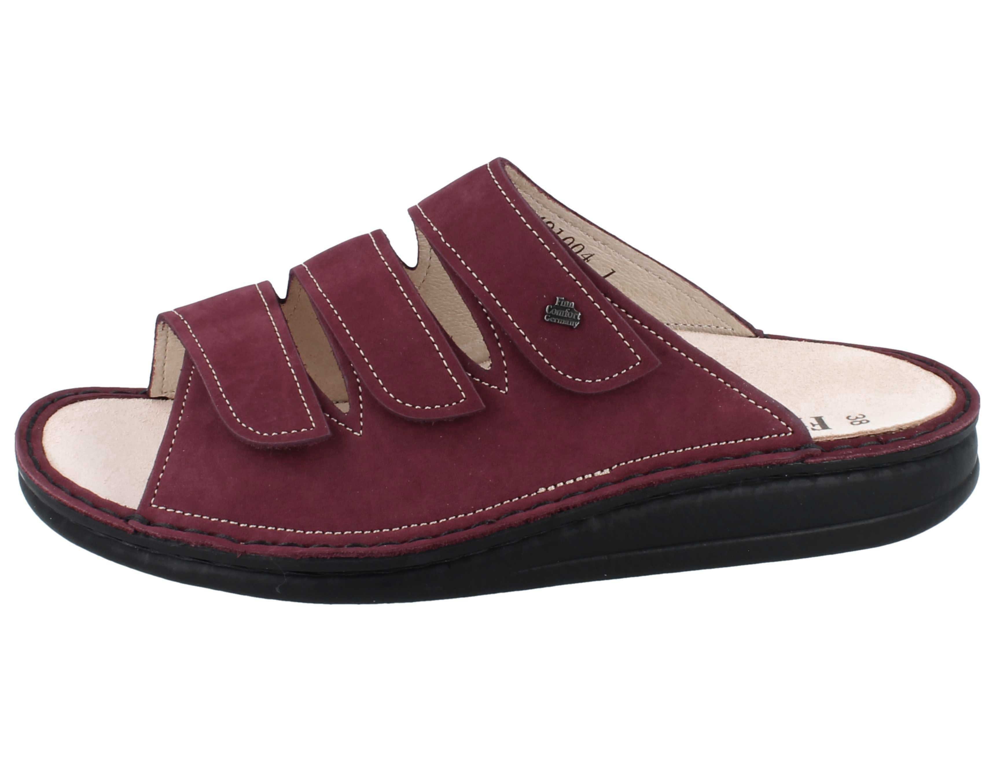 Finn Comfort FINN COMFORT Korfu Damen Pantolette beerenfarben Nubukleder - Größe: Pantolette Wechselfußbett