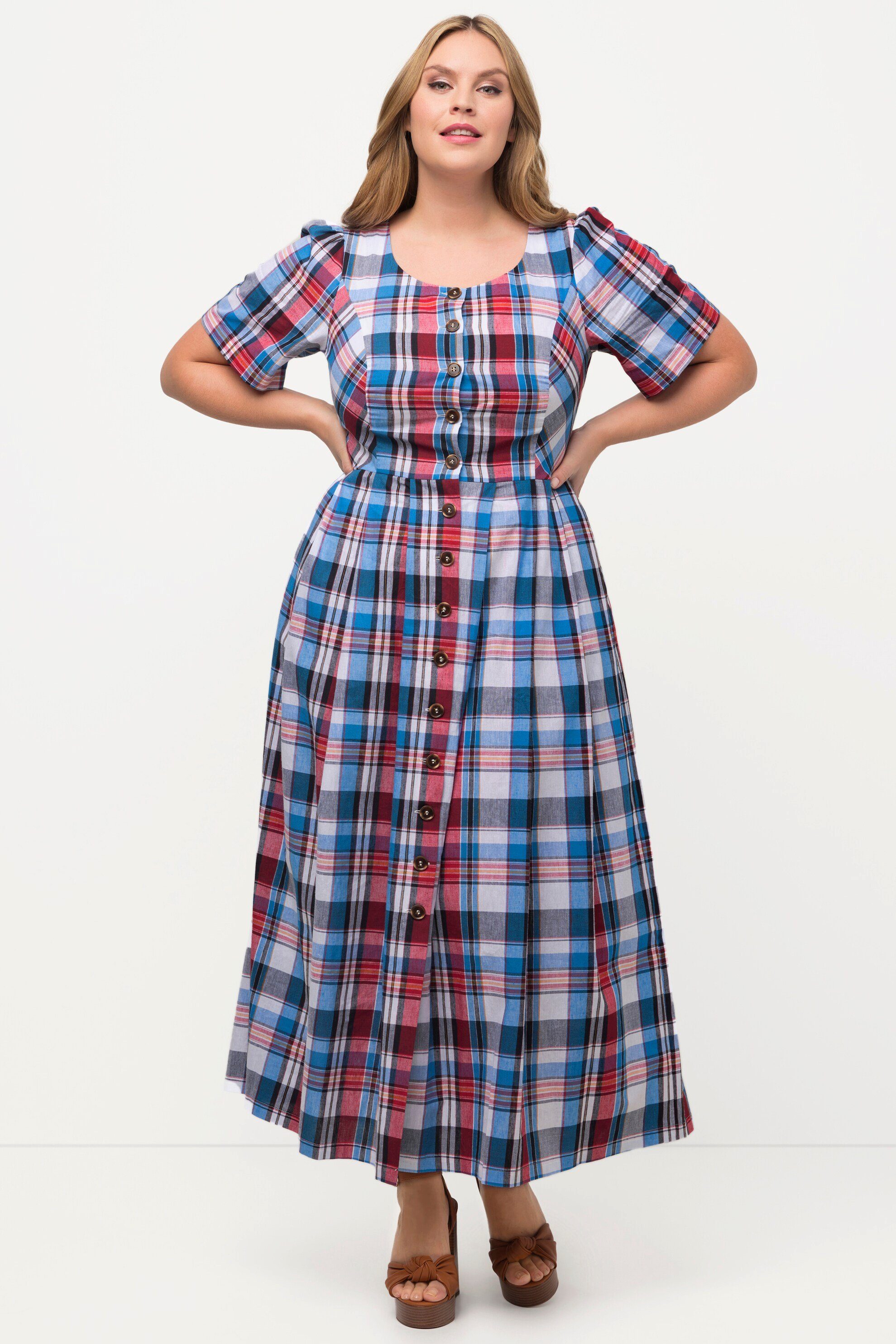 Ulla Popken Dirndl Karokleid Leinenmix Rundhals günstig online kaufen