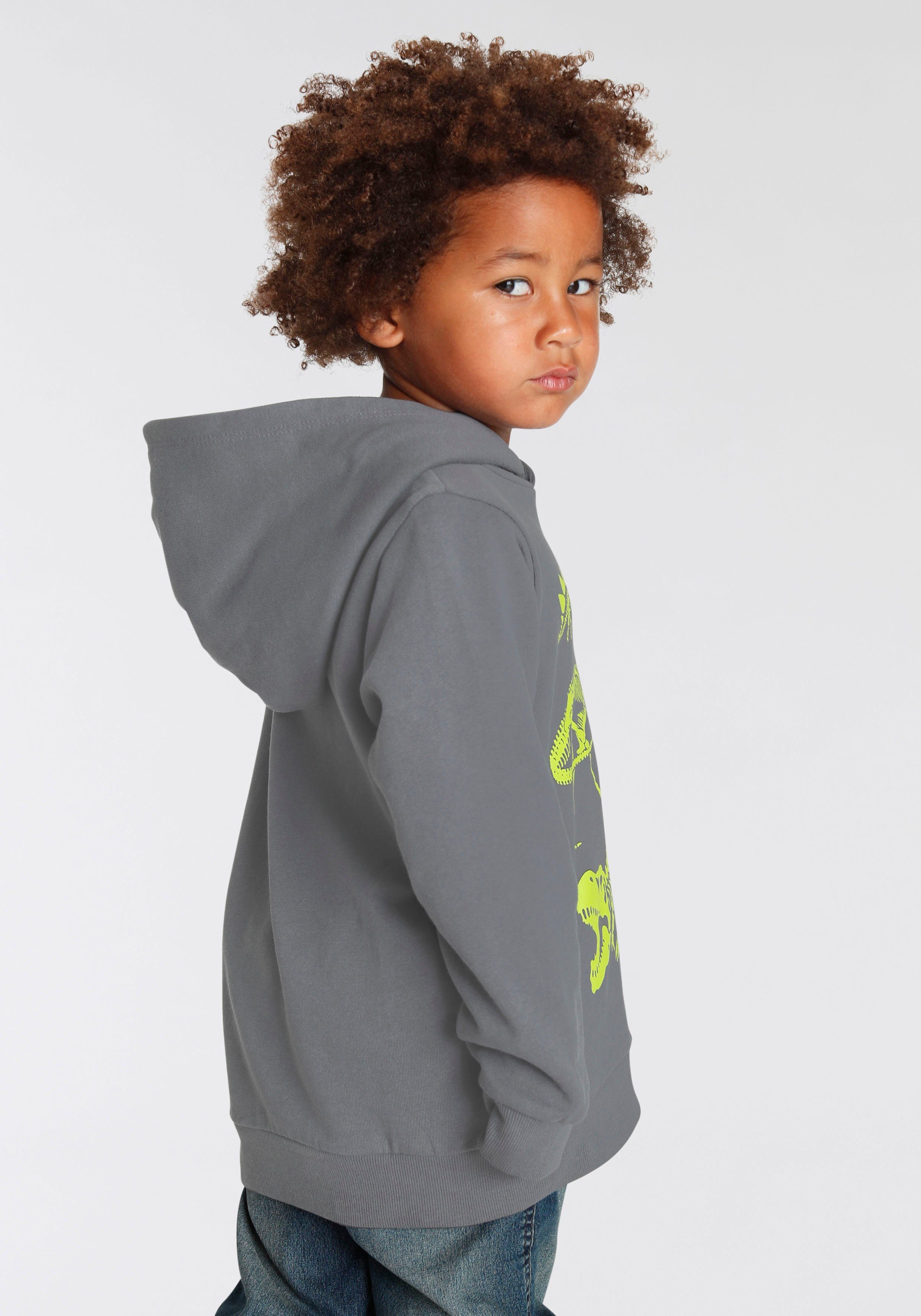 KIDSWORLD Kapuzensweatshirt DINO Langarm, Basic-Passform, mit stylischem Druck, aus Baumwolle