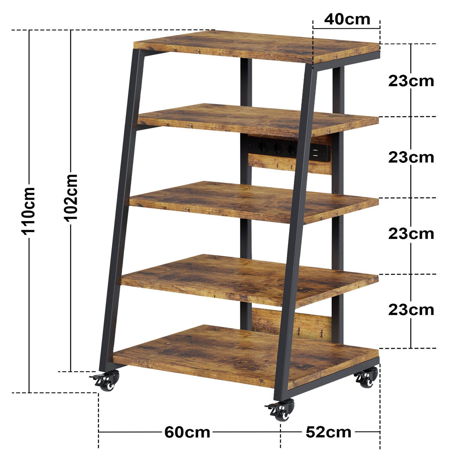 XERSEK TV-Regal HiFi Rack TV Rack mit Rädern und 2 RGB LED Lichter, 5 Etage günstig online kaufen