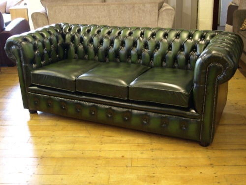 Luxus in Chesterfield 3+1 Ohrensessel + JVmoebel Grüne Sofagarnitur Made Europe Sofa Sitzer Neu,