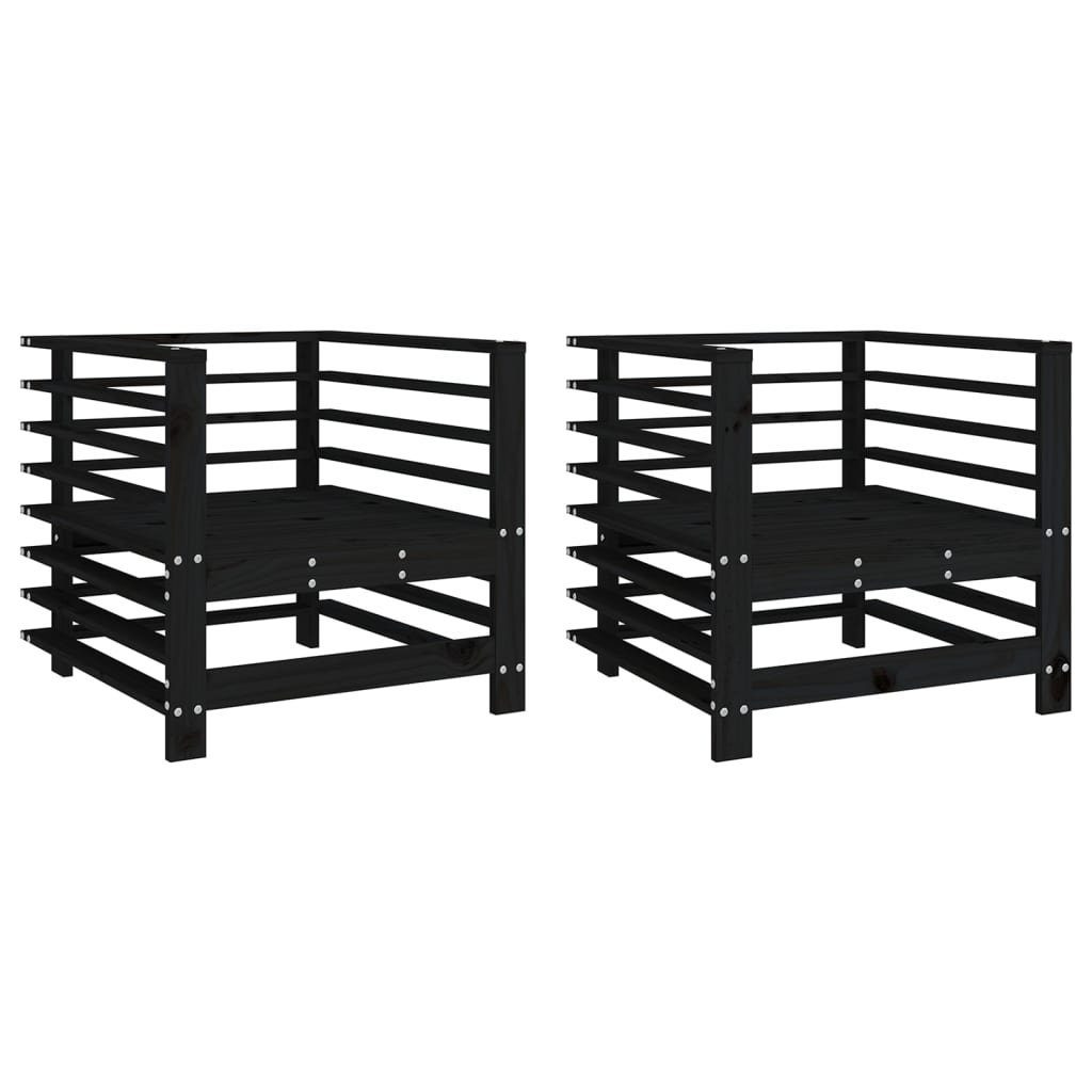 vidaXL Sofaelement Gartenstühle 2 Stk. Schwarz günstig online kaufen