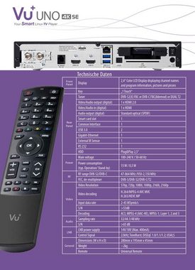 VU+ Uno 4K SE DVB-S2 FBC Sat Receiver Twin Linux UHD 2 TB HDD Festplatte SAT-Receiver