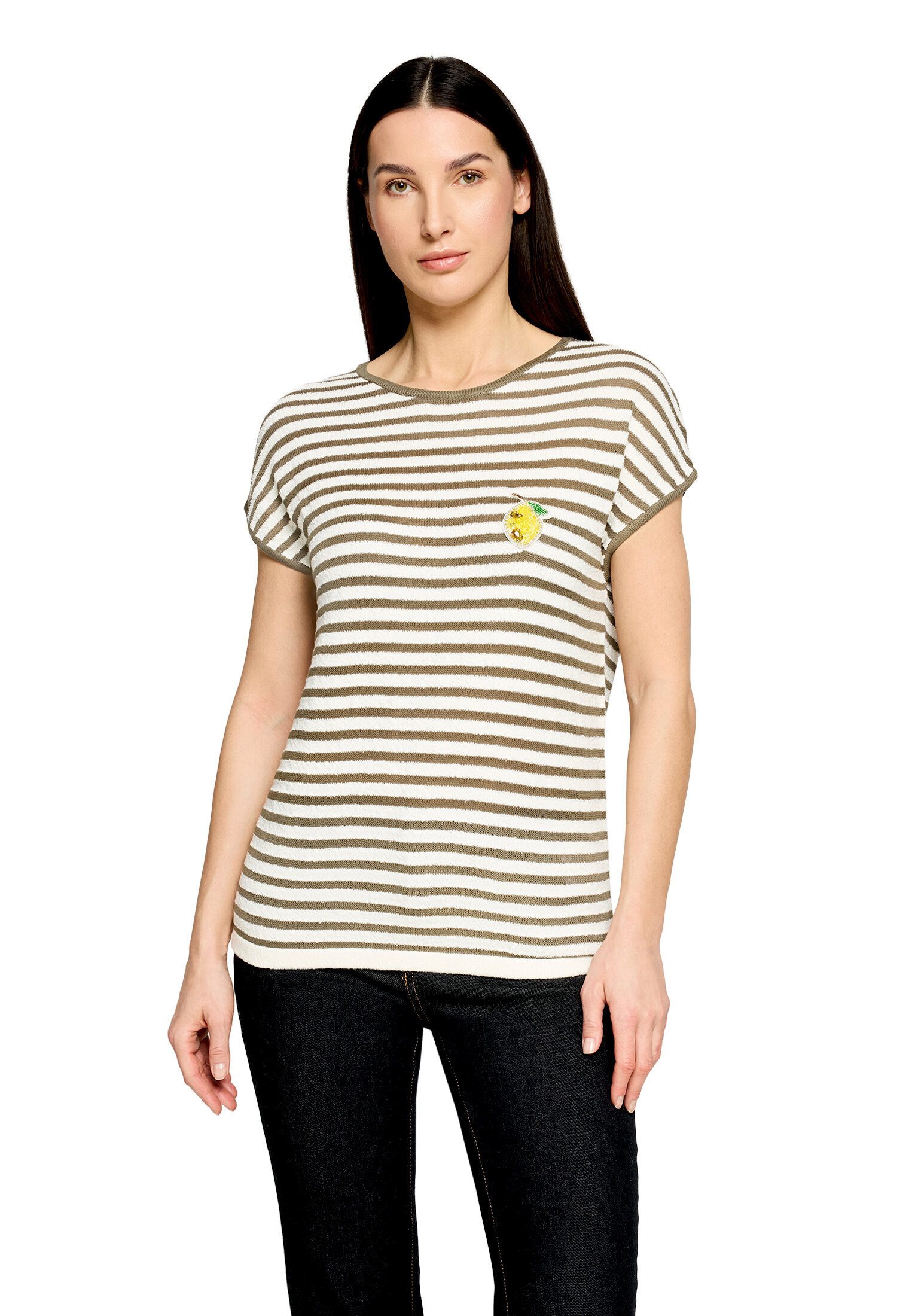 Cartoon Kurzarmshirt Damen mit Streifen (1-tlg)