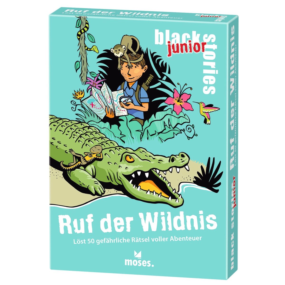 Moses. Verlag Spielesammlung black stories Rätselspiel junior Ruf der Wildnis