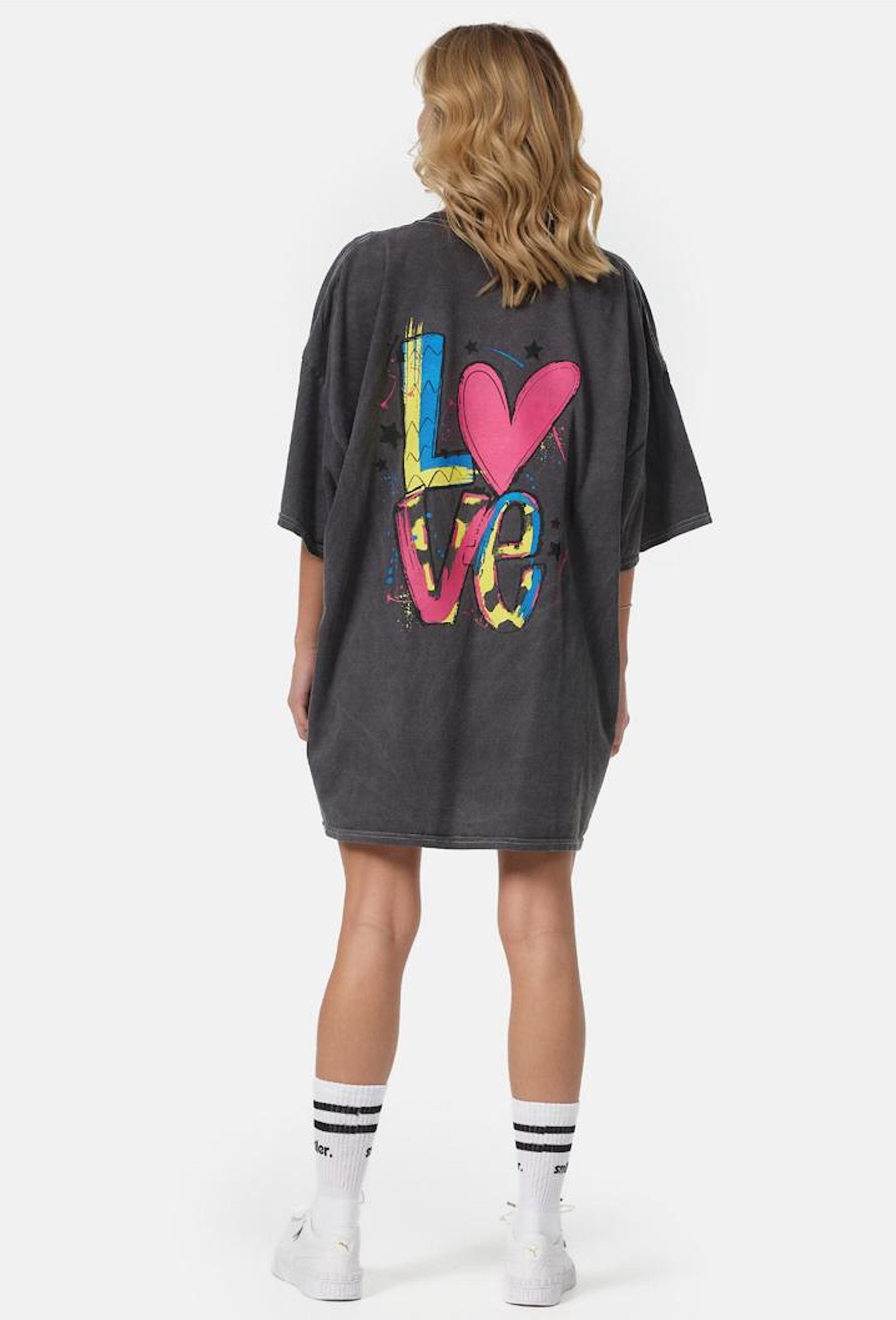 Worldclassca T-Shirt Worldclassca Oversized LOVE Print T-Shirt lang Tee Sommer Oberteil