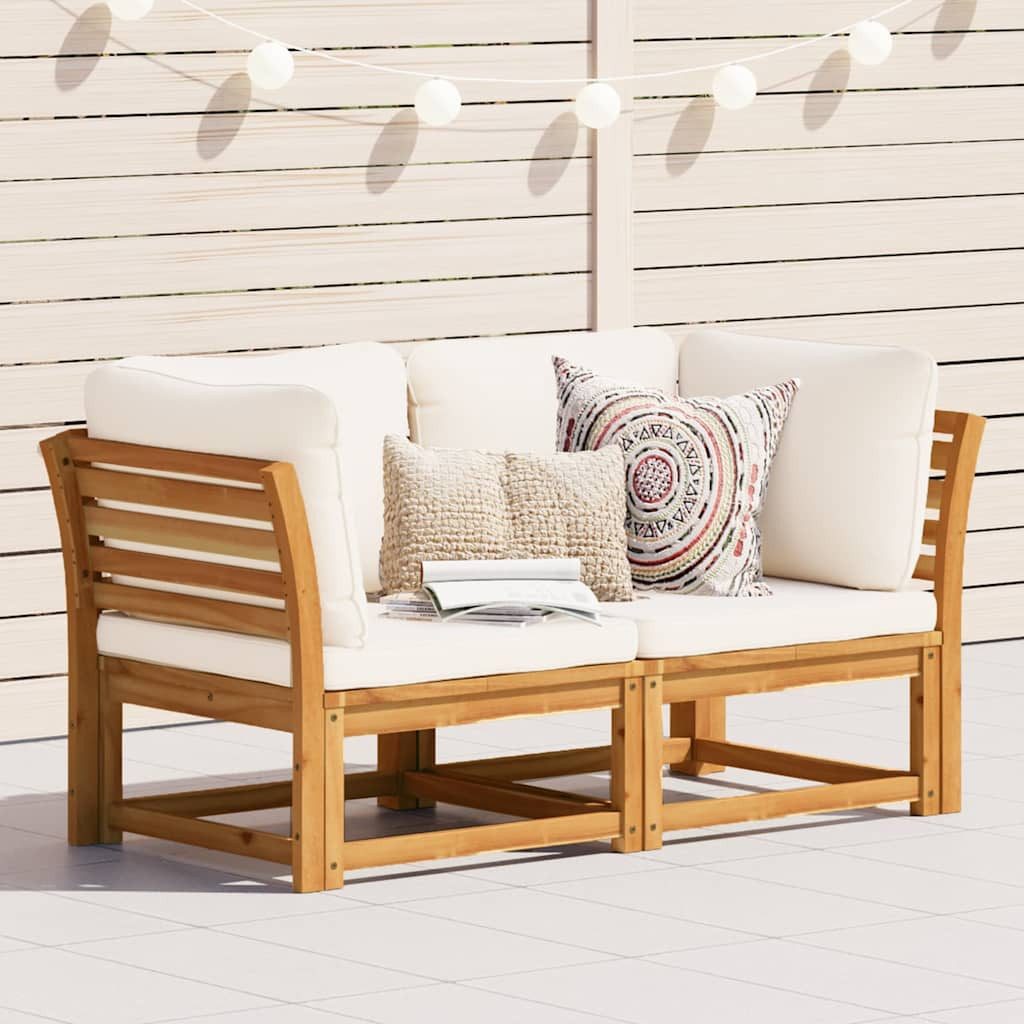 vidaXL Sofaelement Gartensofa mit Kissen 2-Sitzer Massivholz (1 St)