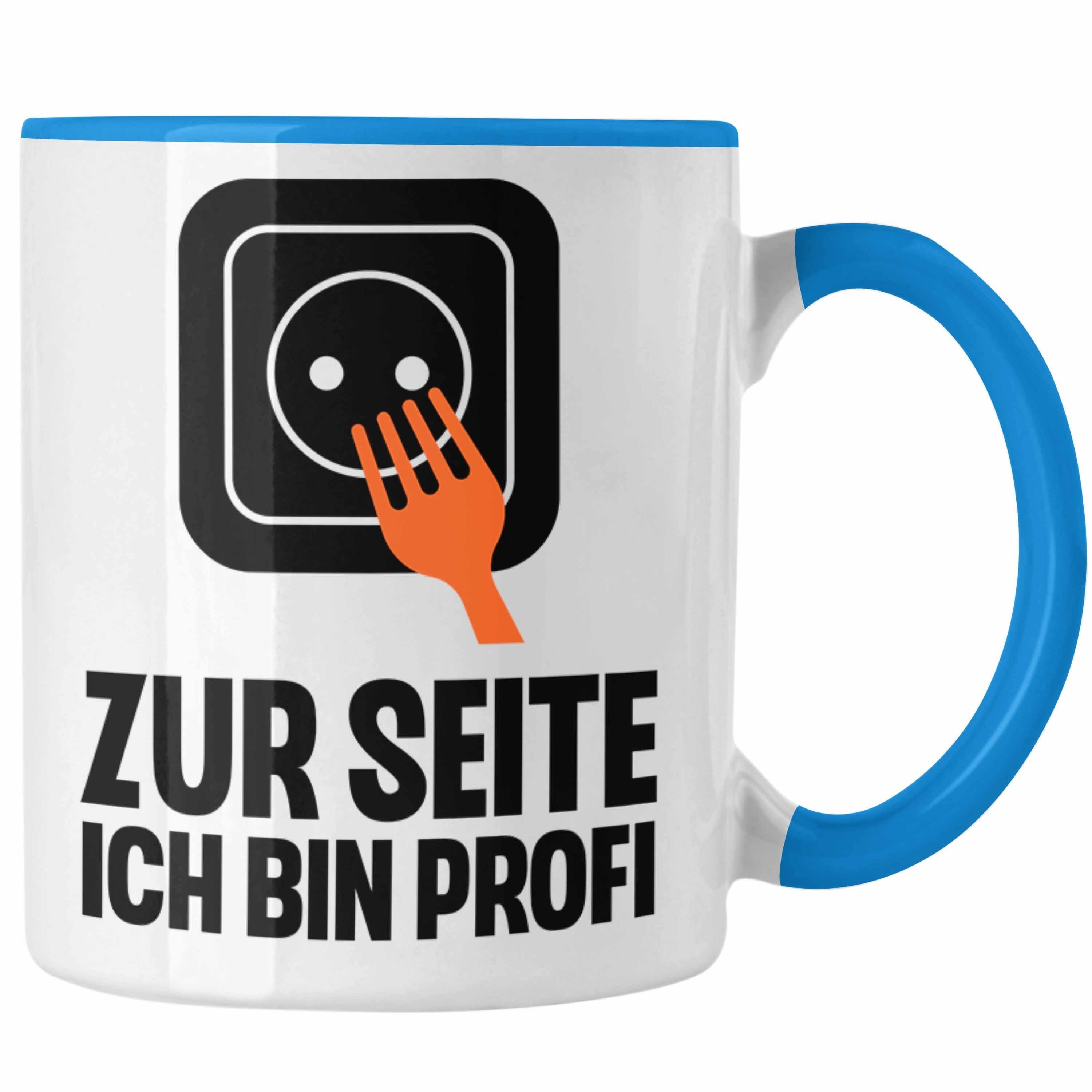 Trendation Tasse Trendation - Elektriker Tasse Spruch Männer Geschenk Lustig Gadget Geschenke Kaffeebecher Geschenkidee Blau