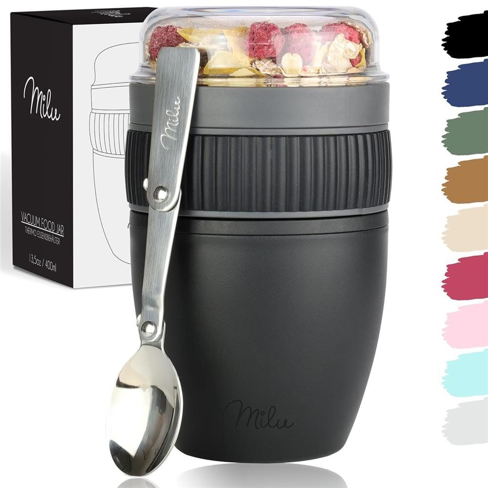 Milu Müslibox Milu Müslibecher To Go Kunststoff 400 ml, auslaufsicher, Müslimax Set