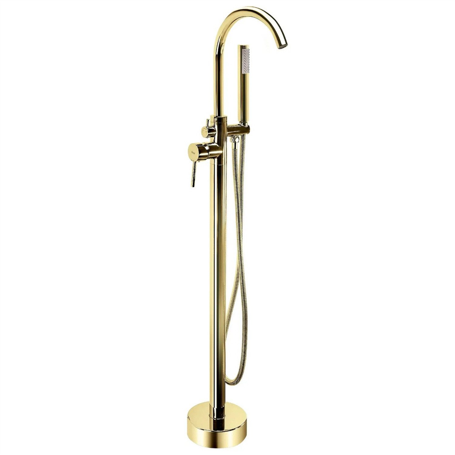 wohnwerk.idee Wannenarmatur Standarmatur Lungo Freistehend Edelstahl Messing Freistehend schwenkbarer Auslauf