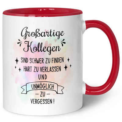 GRAVURZEILE Tasse mit Spruch - Großartige Kollegen - Abschiedsgeschenk für die Kollegen, Keramik, Farbe: Rot