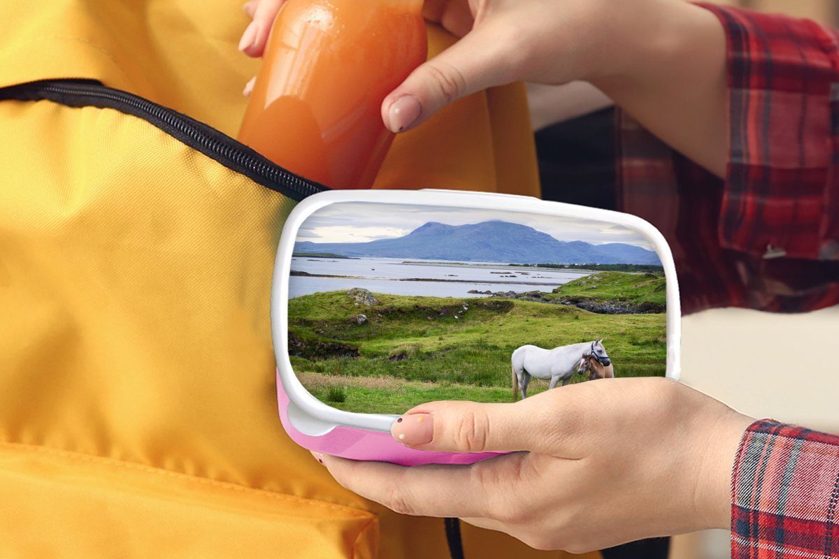 MuchoWow (2-tlg), Kunststoff, in Irland, Kunststoff Erwachsene, Lunchbox Brotbox und Snackbox, Mutterpferd rosa Kinder, Mädchen, für Fohlen Brotdose