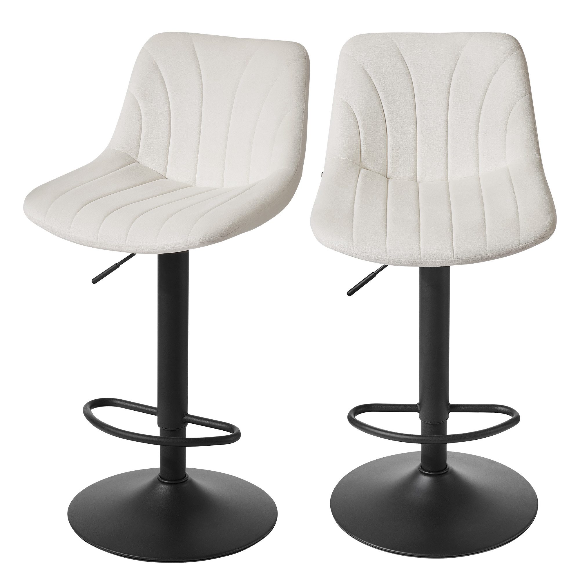 VASAGLE Barhocker Barstuhl, Küchenhocker, höhenverstellbar, um 360° drehbar (2 St., 2er Set), 46,5 x 43 x (88-108) cm (T x B x H), für Esszimmer, Küche