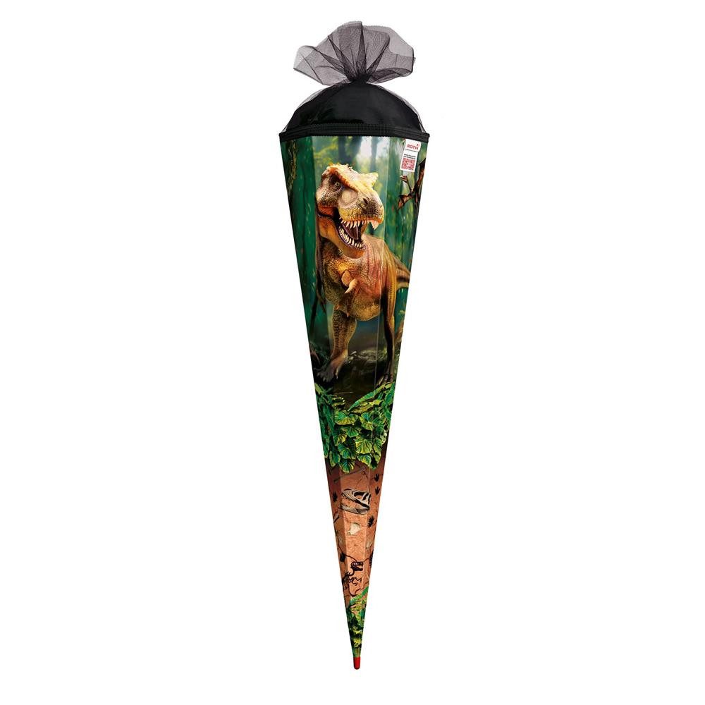 Roth Schultüte T-Rex Welt, 85 cm, eckig, 6-eckig, Tüllverschluss, Roth-Spitze