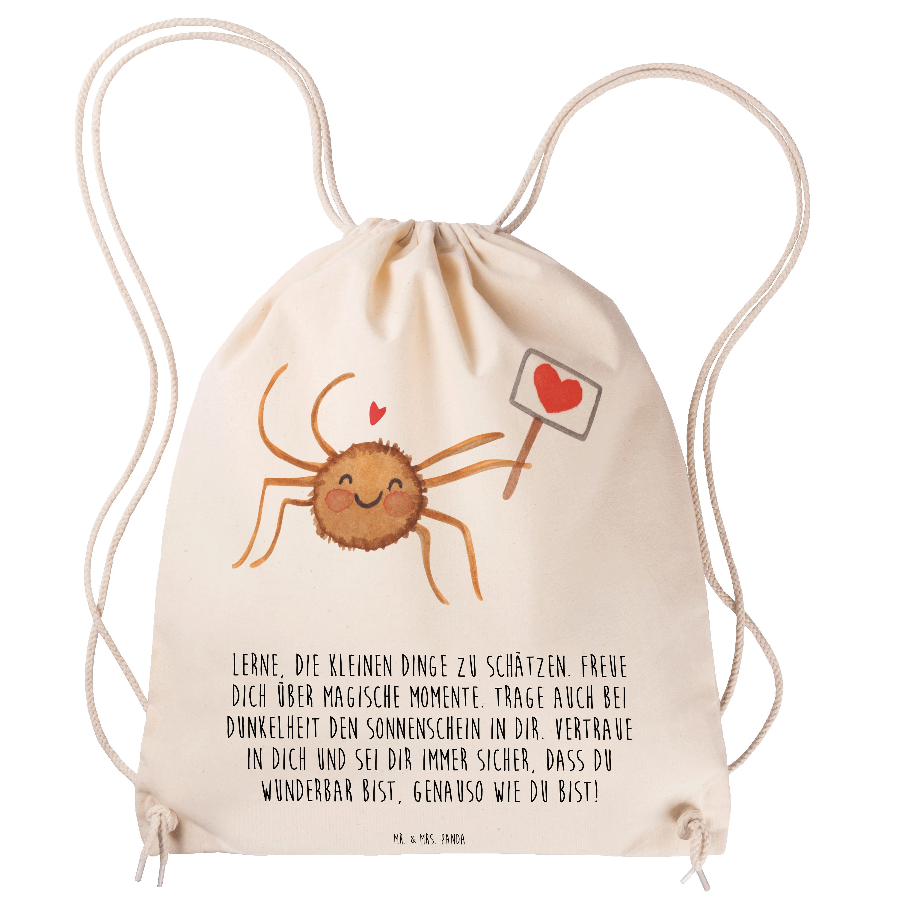 Sporttasche Spinne Agathe Motivation, Jutebeutel, Transparent, Liebe, Kleiner Ruc
