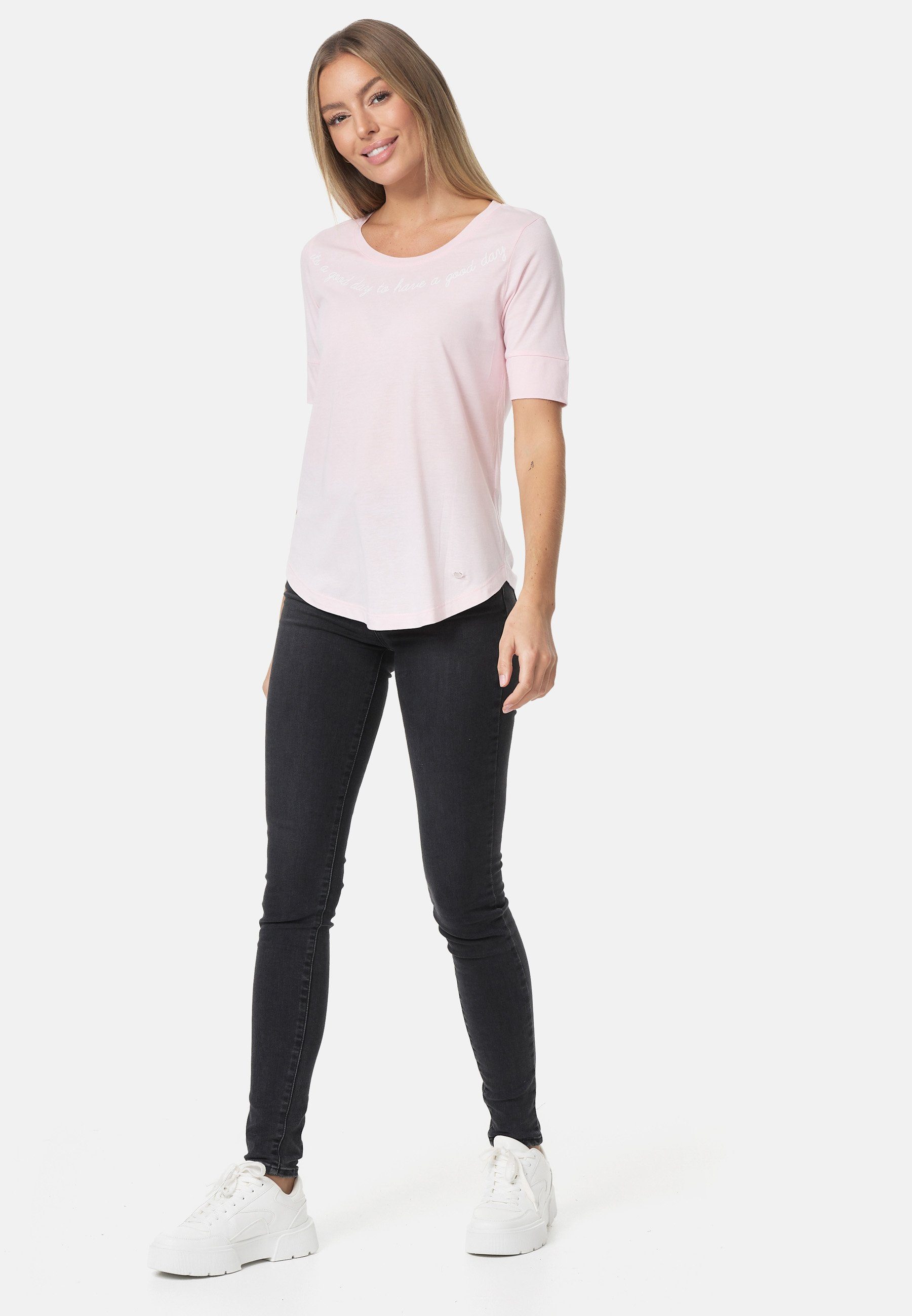 Decay T-Shirt mit stylischem rosa-weiß Print