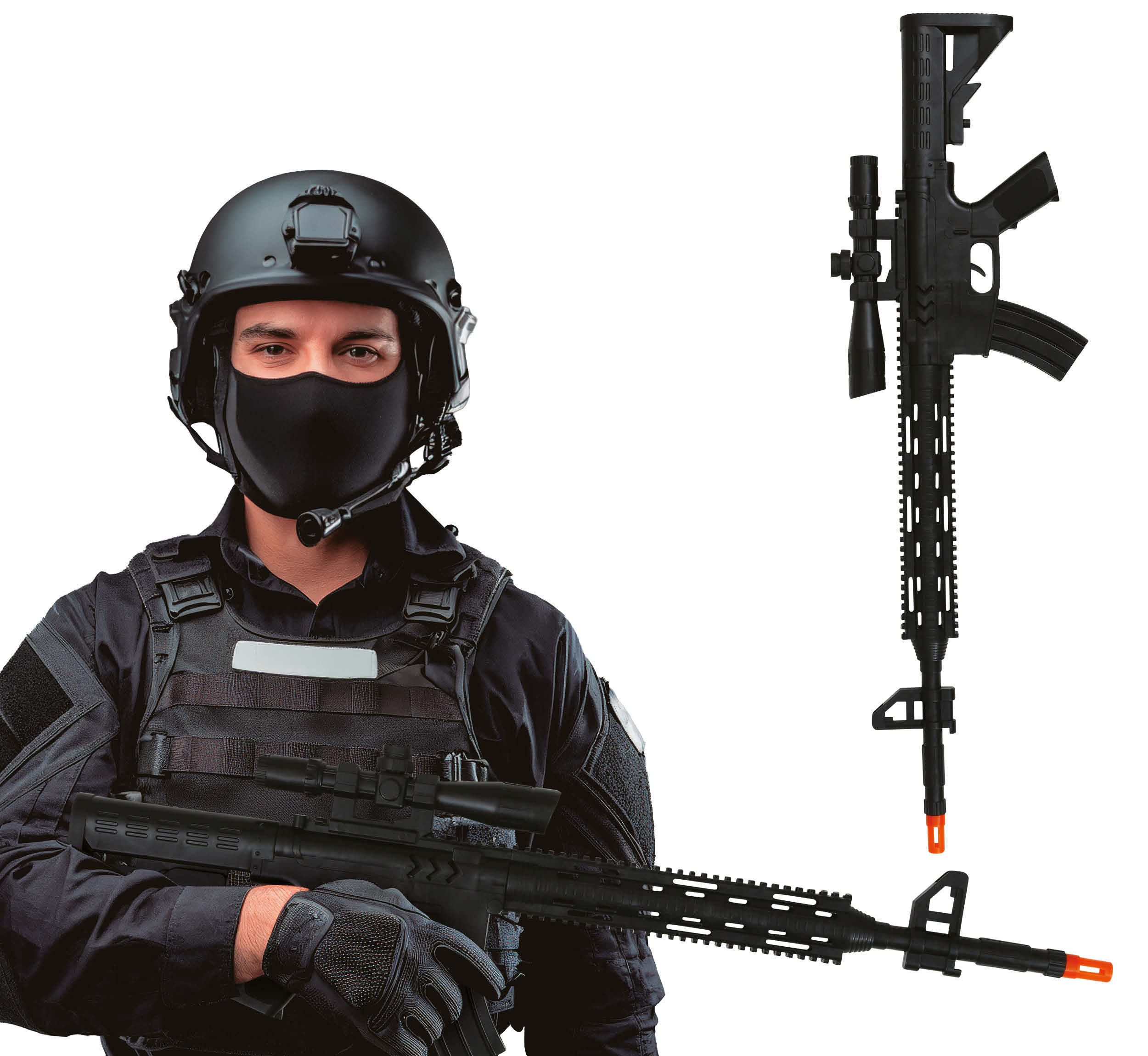 Fiestas Guirca Kostüm, Militär Karneval Ausrüstung Taktisches Gewehr Kostüm Accessoire Par