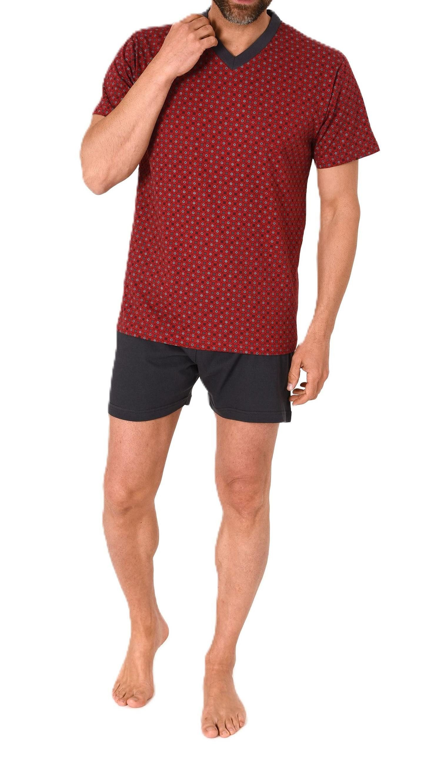 Normann Pyjama Herren kurzarm Schlafanzug Shorty Pyjama mit V-Hals – Bild 2 von 5