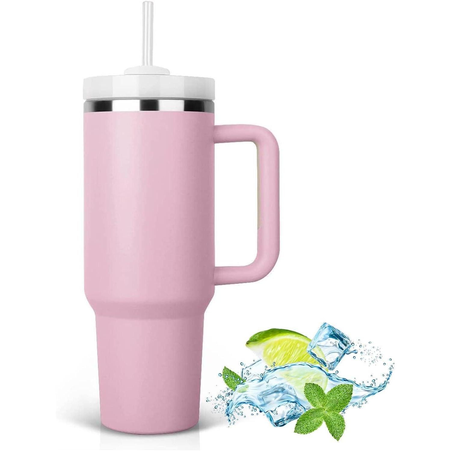 LuxusKollektion Thermobecher 40oz Thermobecher mit Strohhalm, Henkel, doppelwandigem Edelstahl