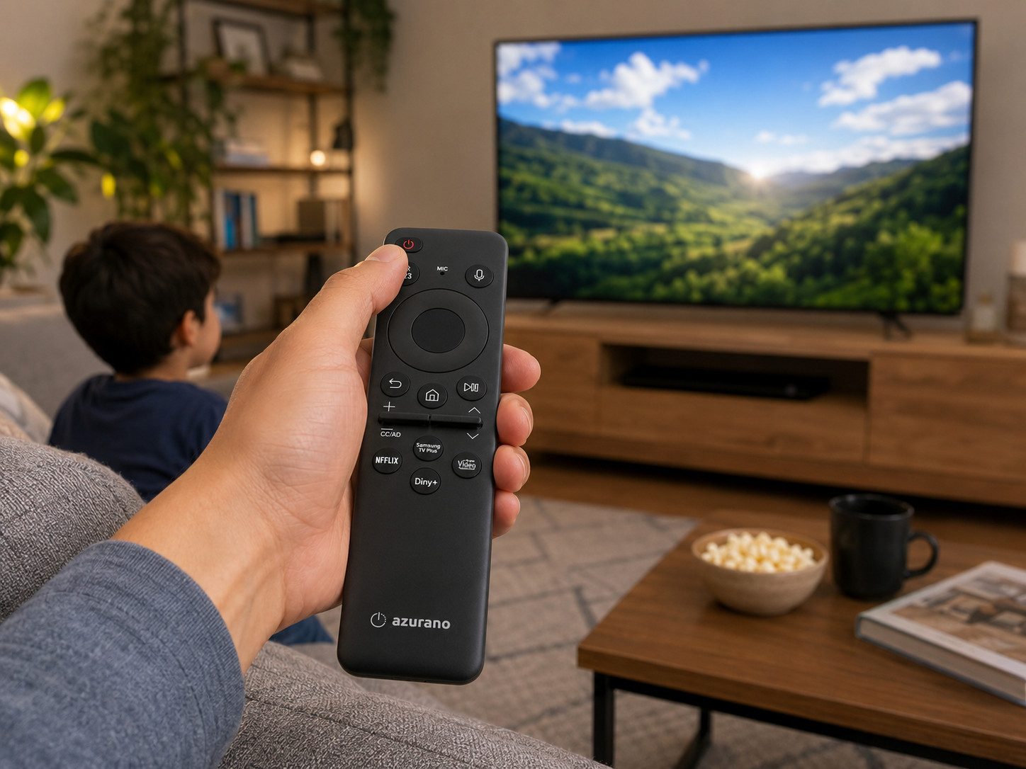 azurano Ersatz für SAMSUNG BN59-01432D, BN59-01432A, TM2360E Universal-Smart-TV-Fernbedienung (Bluetooth, USB-C, Sprachsteuerung, Solar, Streaming-Tasten)