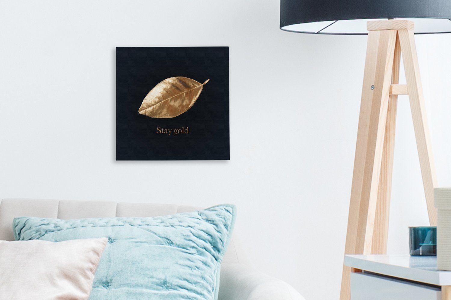 OneMillionCanvasses® Leinwandbild St), Leinwand Schlafzimmer Zitate, - für Wohnzimmer - Blatt Gold (1 Bilder