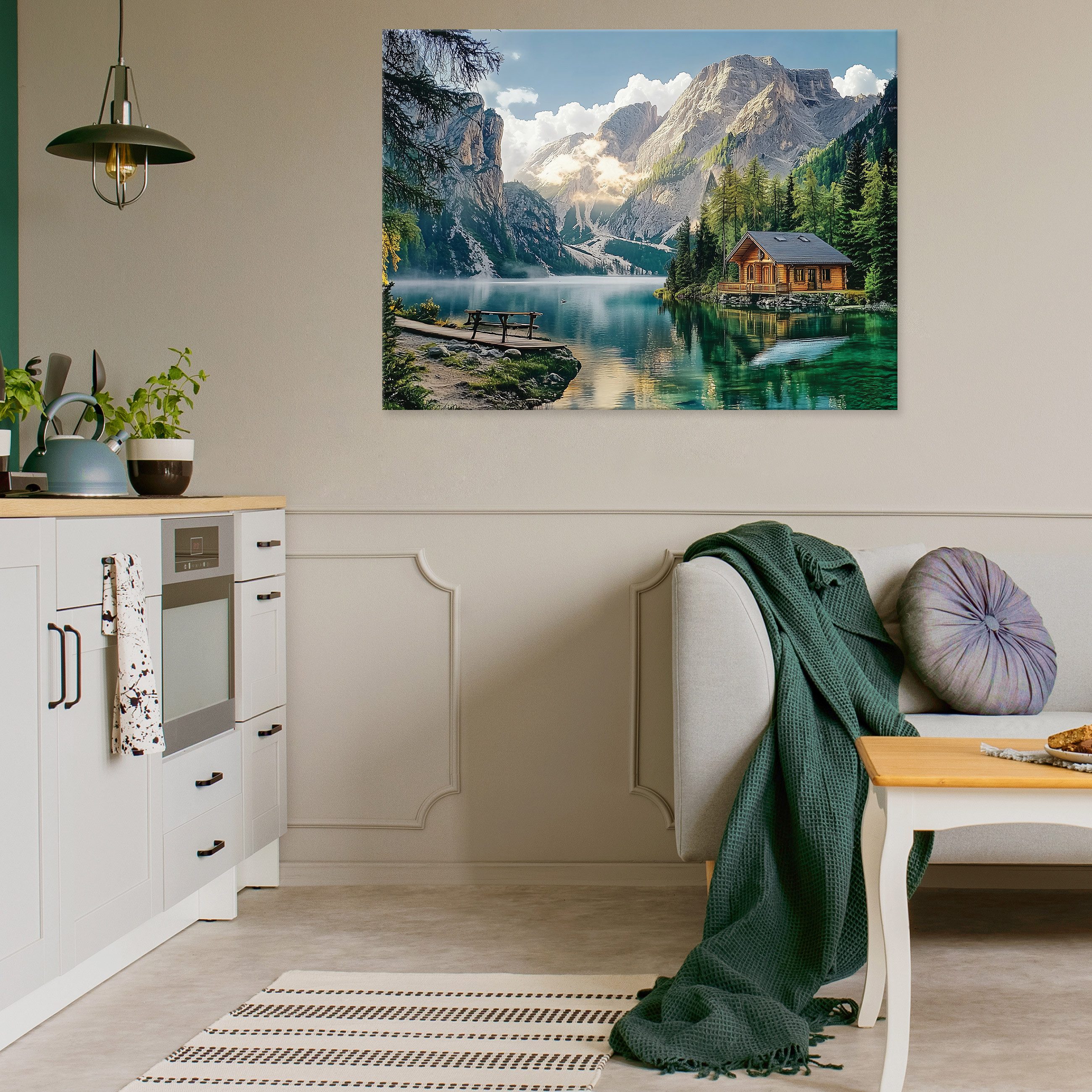 Wallarena Leinwandbild Berge Wald Natur Landschaft Wandbilder XXL Wand Deko günstig online kaufen