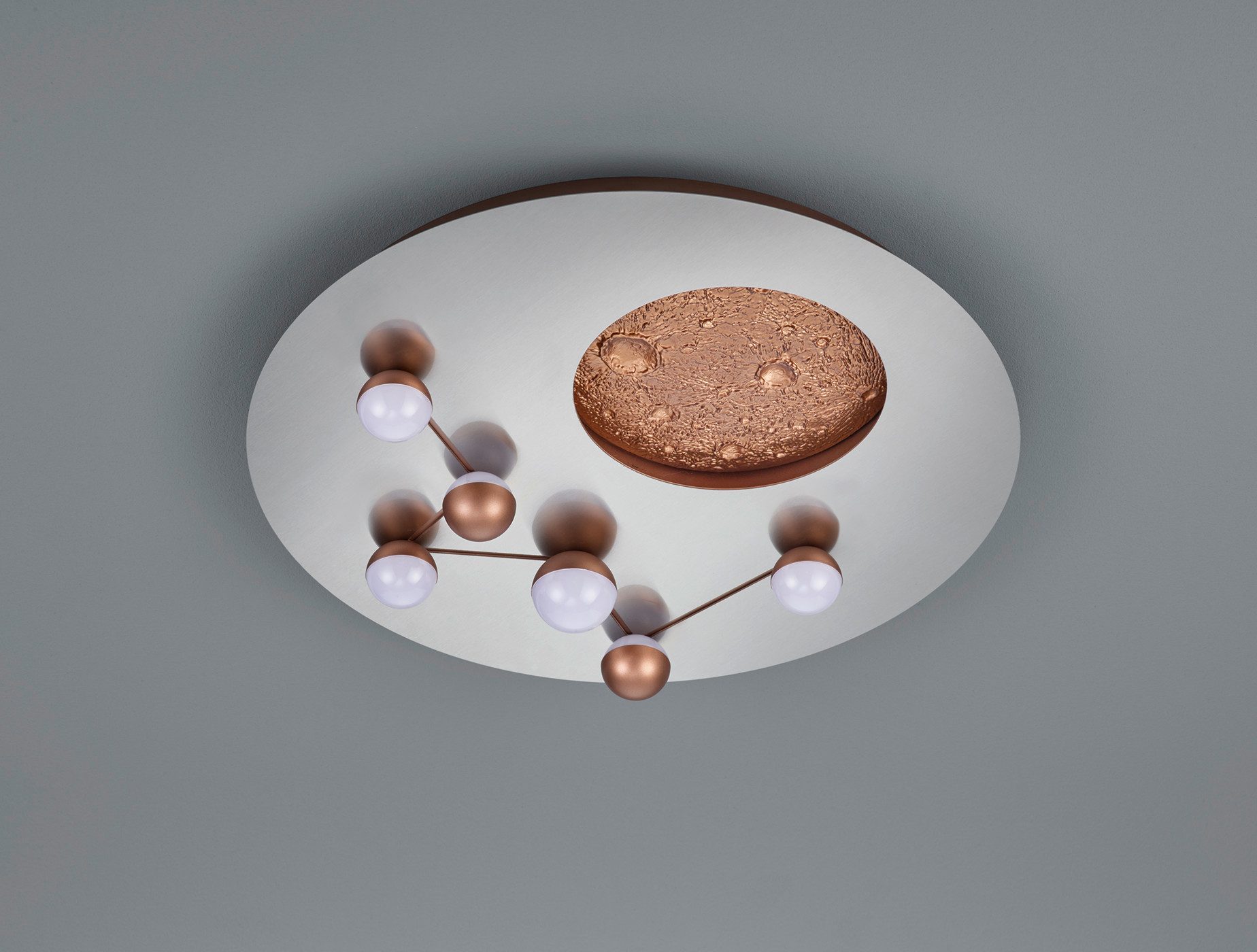 TRIO Leuchten LED Deckenleuchte ZODIAC, Deckenlampe Mond Sterne, indirektes Licht, dimmbar CCT LED 42W, Dimmfunktion, LED fest integriert, warmweiß - kaltweiß, LED Deckenlampe Schlafzimmer Ø 50cm, Lichtfarbe einstellbar, Mondoptik