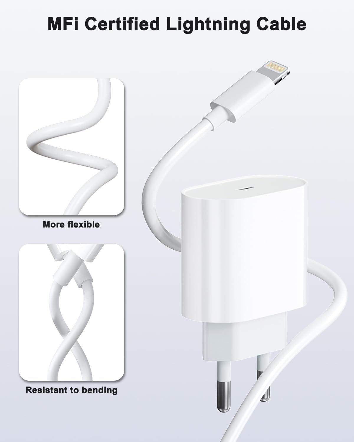 BRAIDOL Ladeset 20W Schnellladegerät USB-C Lightningkabel passt für iPhone USB-Ladegerät (2,22 mA, 1.8m, USB-Ladegerät, 1-tlg., 1x Adapter 20 Watt + 1x Ladekabel USB-C auf Lightning, passt für iPhone 14 Pro Max 14 Plus 13 12 11 XR SE iPad)