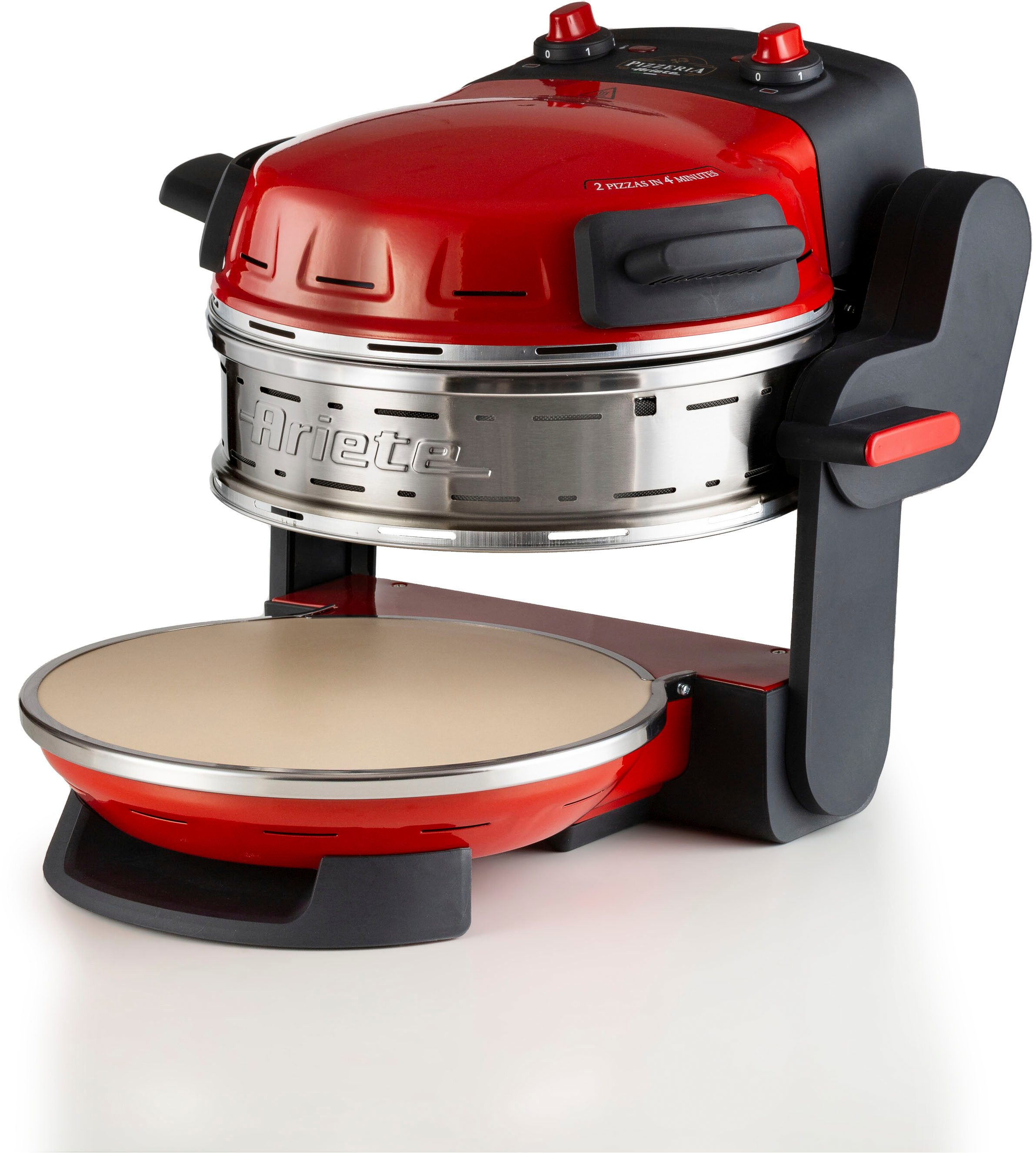 Ariete Pizzaofen 927R Doppelpizzaofen für 2 Pizzen gleichzeitig, rot