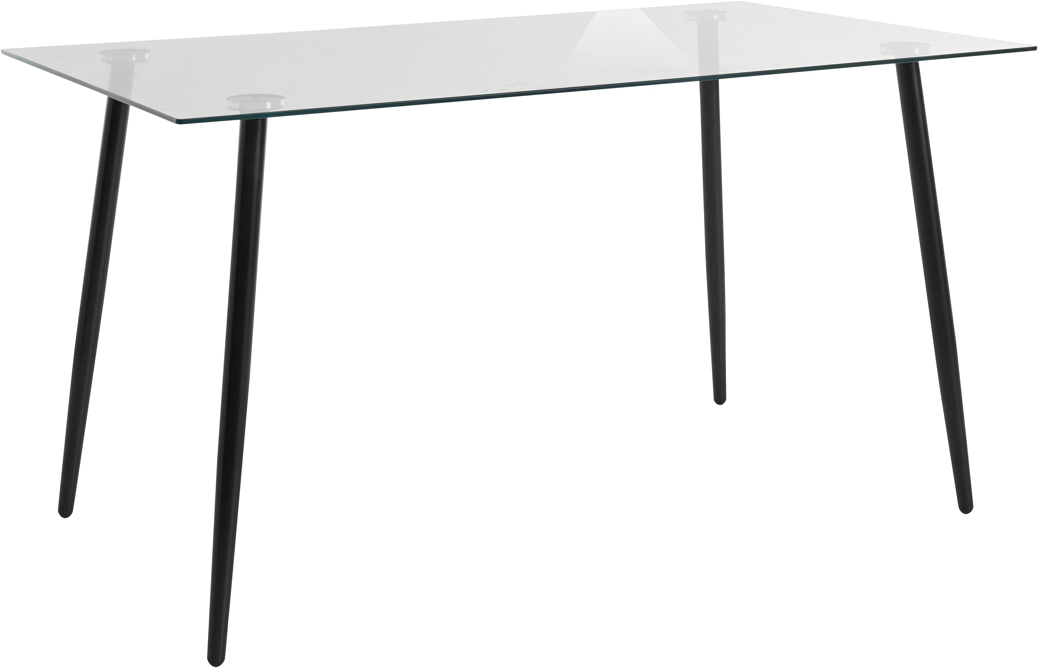 grau Bezug Essgruppe, aus (Set, und Breite Glastisch, 4 5-tlg), Samtstoff INOSIGN Esszimmerstühlen, 140 cm