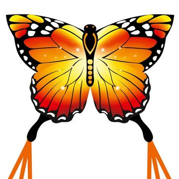 HQ Flug-Drache Kinderdrachen Einleiner Drachen HQ Butterfly Kite Monarch ab 5 Jahren, + 190 cm Drachenschwanz