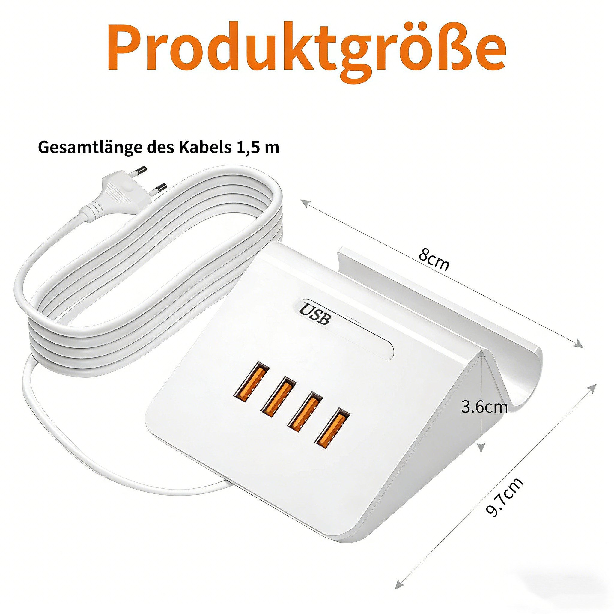 Kityhome 4-USB-C Ladestation mit Handy-Ständer, weiß – Schnelllade-Hub USB-Ladegerät (Hochwertige, Universell kompatibel, Integrierter Phone-/Tablet-Ständer)