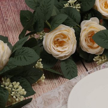 Kunstblume Gefälschte Rose Vine Girlande Künstliche Pflanzen für Deko 2er Set, HIBNOPN