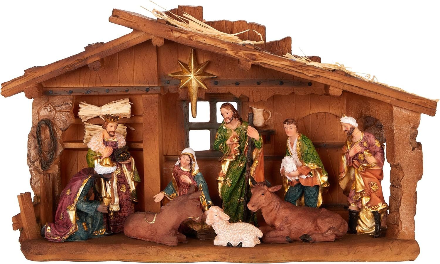 BRUBAKER Krippenfigur Weihnachtskrippe Tischkrippe Weihnachtsfigur mit hand günstig online kaufen