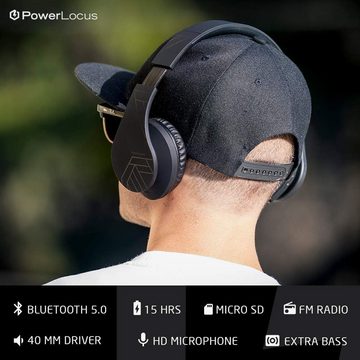 PowerLocus Freisprechfunktion Headset (Die faltbaren und dehnbaren Over-Ear-Design,Tragekomfort für alle Altersgruppen, Optimalen Komfort, selbst bei langem Tragen, Ermöglicht, Erstaunliche Klangqualität, großer Komfort & flexible)