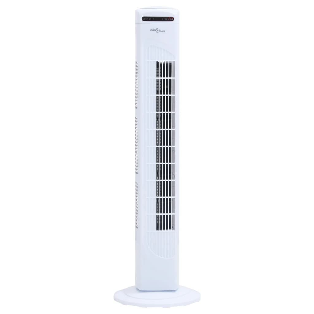 vidaXL Tischventilator Turmventilator mit Fernbedienung und Timer Φ24x80 cm Weiß